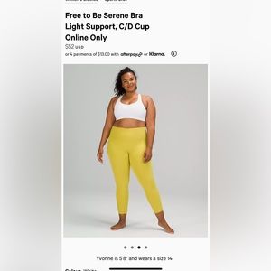 Lululemon Free to be Serene Bra Size 14 NWT